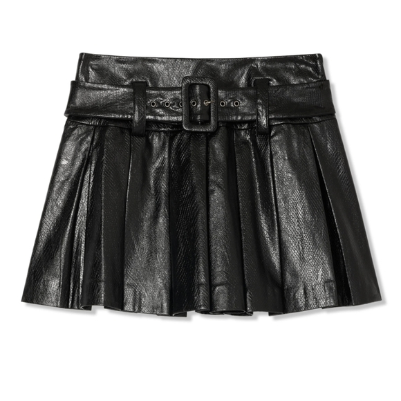 10. NWOT RAMY BROOK NATALIA FAUX LEATHER MINI PLEATED SKIRT - Picture 1 of 12